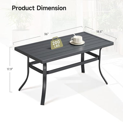 ONBRILL Small Metal Outdoor Coffee Side Table, Steel Coffee Tables for Patio, Outside, Garden, Balcony, Backyard and Living Room, Rectangle, Grey