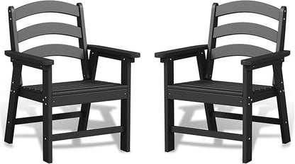 Patio Dining Chair Set of 2, HDPE Outdoor Chairs with 385 lbs Weight Capacity, All Weather Fire Pit Chair for Porch, Pool, Deck, Backyard, Garden - Black