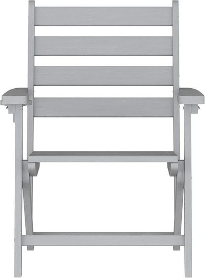 Flash Furniture Tolleson Adirondack Dining Chair with Cup Holder, Commercial Weather Resistant Recycled HDPE Adirondack Chair, Fold Out Cupholder, Gray