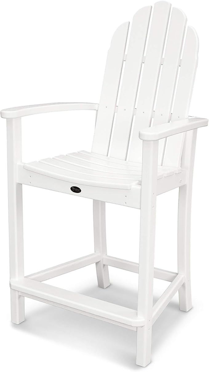 POLYWOOD ADD201WH Classic Adirondack Counter Chair, White