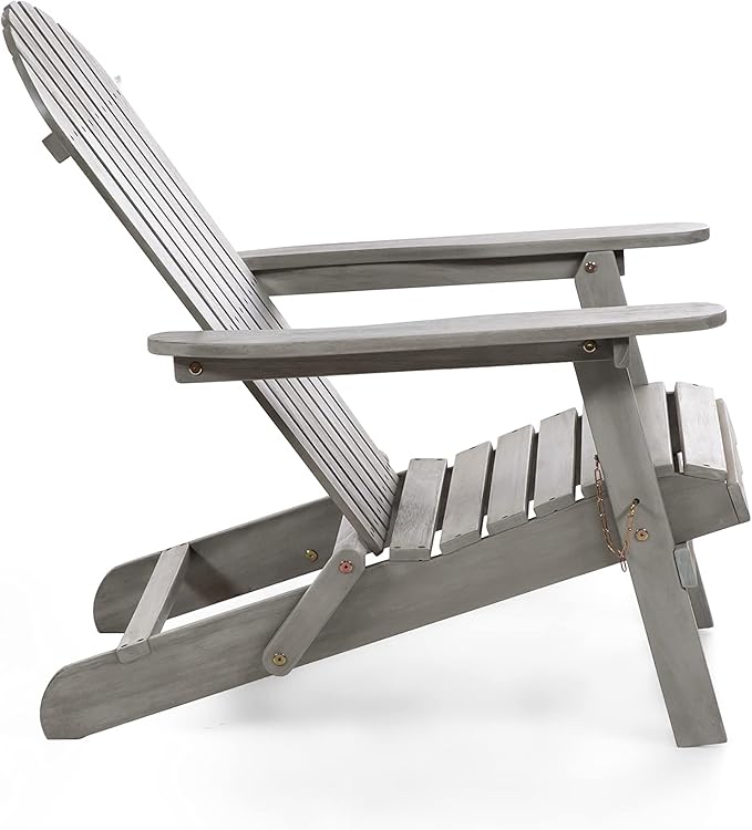 Greemotion Elk 34" W All Weather Outdoor Patio Eucalyptus Wood Adirondack Chair Solid Wood for Outdoor Fire Pit, Deck, Beach, Garden, Campfire Chairs, Weather Resistant Easy Installation, Gray