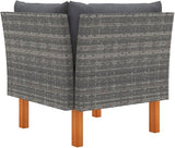 Outdoor Sectional Sofa in Grey Poly Rattan 25.4"x25.4"x26.4" Modular Couch with Soft Cushions for Patio, Balcony - Photo 3