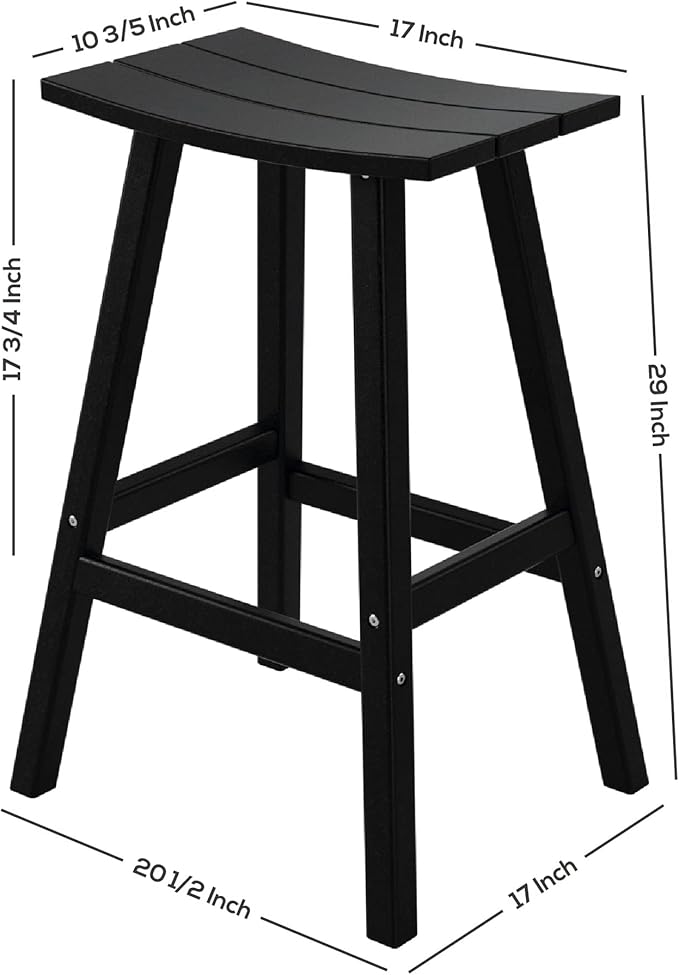 WestinTrends Malibu 29 Inch Outdoor Bar Stools, All Weather Resistant Poly Lumber Adirondack Bar Height Stools, Dark Green