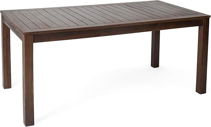 Merax Outdoor Acacia Wood Dining Table, All-Weather Patio Coffee Tables for Outside & Garden & Porch & Lawn & Backyard, Dark Brown