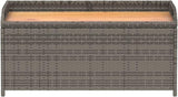 Outdoor Storage Bench with Seat 39.4 Inch, Gray PE Rattan & Acacia Wood Garden Bench with Waterproof Bag - Photo 4