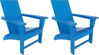 WestinTrends Ashore Modern Outdoor Folding Adirondack Chair (Set of 2), Pacific Blue