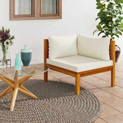 vidaXL Corner Sofa Cream White Solid Acacia Wood, 100% Polyester Sturdy