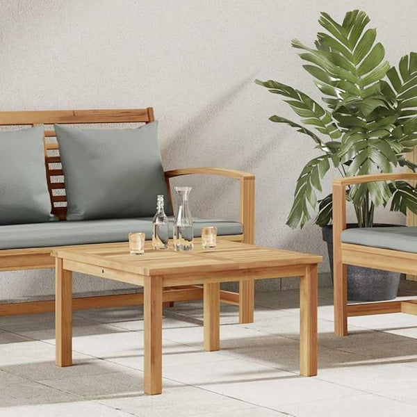 Modern 24 in Brown Solid Teak Coffee Table Minimalist Outdoor Patio Cocktail Accent Square 23.62 x 23.62 x 14.17 in for - Photo 1