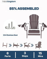 6-Piece Folding Adirondack Chair Set with Cup Holders, Ottomans, Side Table & 9FT Patio Umbrella with Base - Photo 7