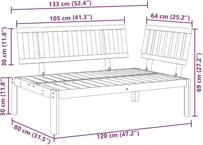 vidaXL Patio Pallet Corner Sofa Bench - Outdoor Garden Furniture - Solid Wood Acacia 52.4"x36.2"x27.2" - Brown