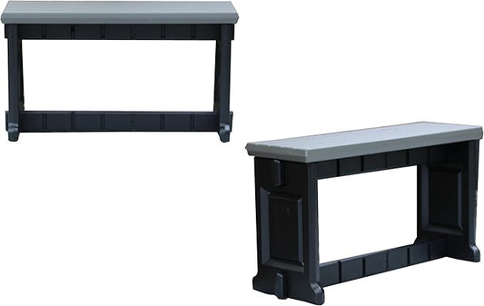 Bench, Deep Grey Top with Black Sides, 2 Pack - Proudly Made in The USA, Click and Lock Hardware-Free Assembly, Durable and Stylish Outdoor Seating