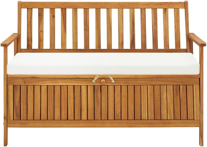 Patio Storage Bench Solid Acacia Wood Garden Bench Outdoor Bench for Outdoors Porch Entryway Furniture for Yard 47.2"x24.8"x33.1"