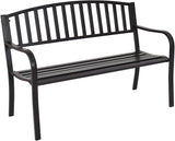 Giantex Outdoor Bench, 50” Patio Garden Bench with Steel Frame, Slat Design, 500 Lbs Weight Capacity - Photo 1