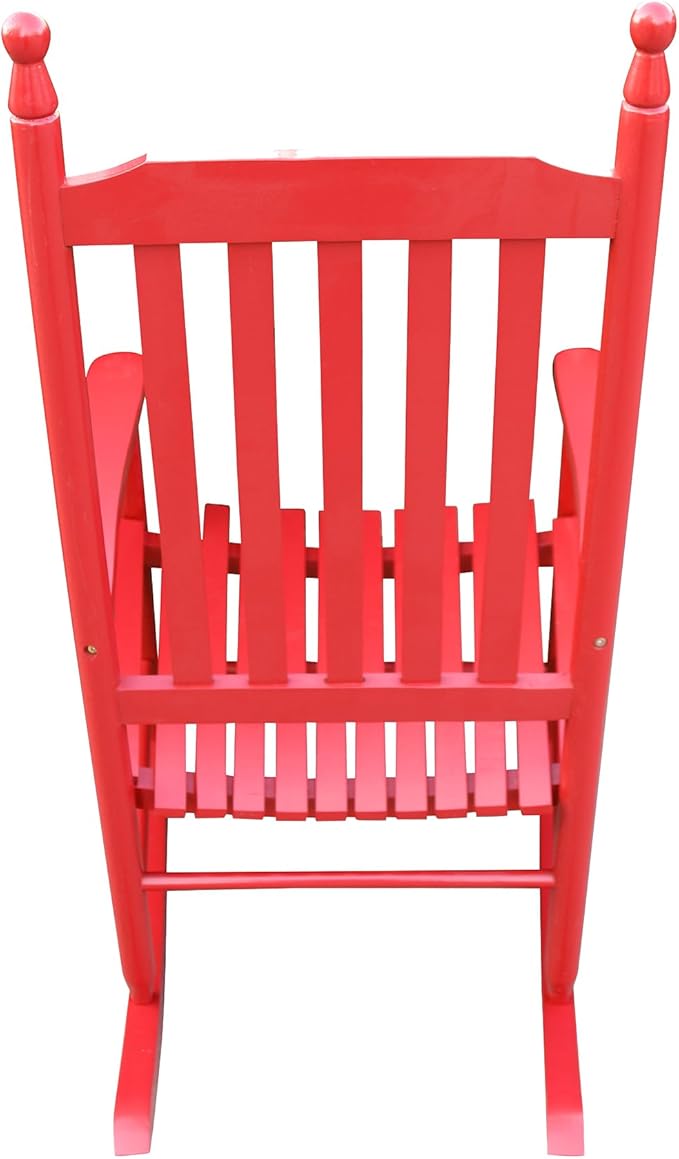 Henf Wooden Rocking Chair Outdoor Porch Rocker Chair, Populus Wood Frame Patio Rocking Chair for Garden, Lawn, Balcony, Backyard, Load Bearing 280 lbs (red)
