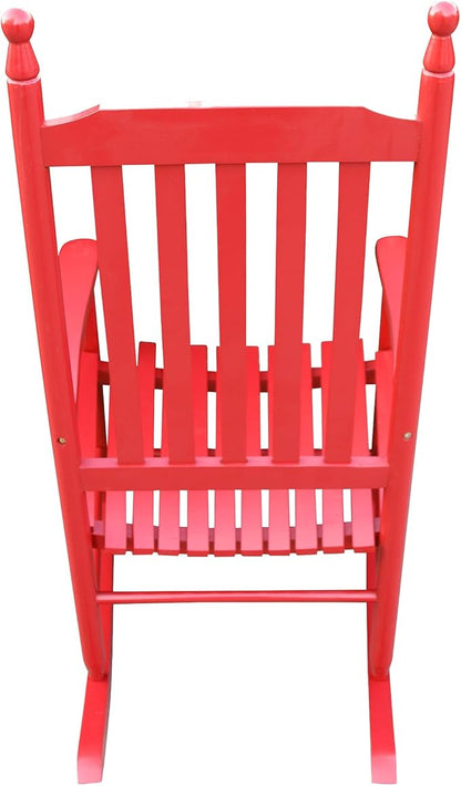 Henf Wooden Rocking Chair Outdoor Porch Rocker Chair, Populus Wood Frame Patio Rocking Chair for Garden, Lawn, Balcony, Backyard, Load Bearing 280 lbs (red)