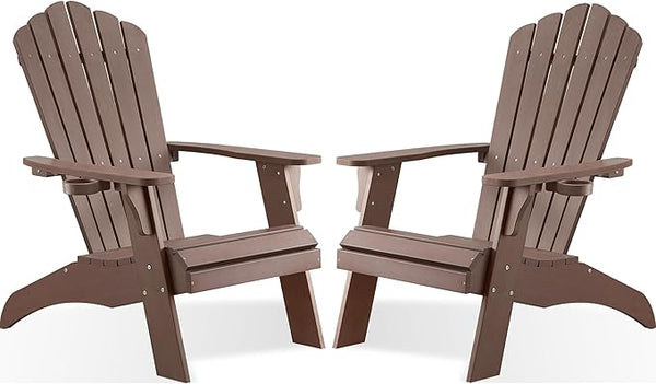 Psilvam Adirondack Chair, Oversized Poly Lumber Fire Pit Chair with Cup Holder, 350Lbs Support Patio Chairs for Garden - Photo 1