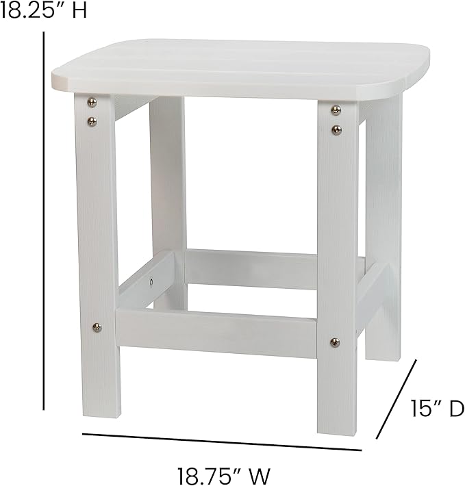 Flash Furniture Winston Set of 2 Rocking Chairs with Side Table - White Poly Resin - Weather Resistant