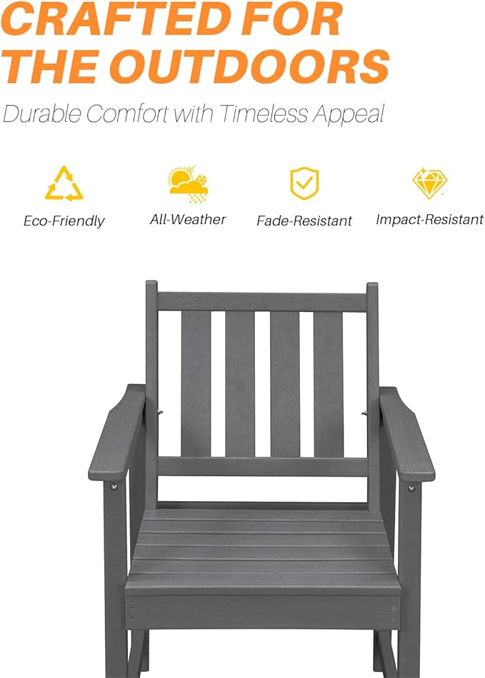 7 Pieces HDPE Outdoor Dining Set, Patio Dining Set with Umbrella Hole, All Weather Outdoor Dining Table Sets for 6 - Photo 5
