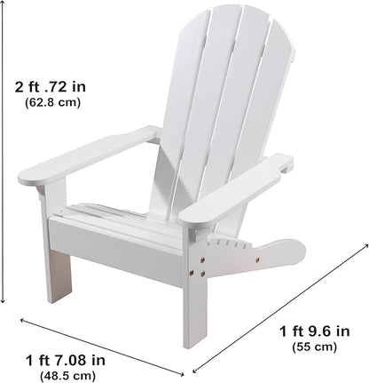 KidKraft Wooden Adirondack Children's Outdoor Chair, Kid's Patio Furniture, White, Gift for Ages 3-8