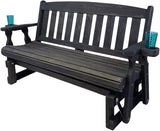 Amish Heavy Duty 800 Lb Mission Pressure Treated Porch Glider with Cupholders (5 Foot, Semi-Solid Black Stain) - Photo 1