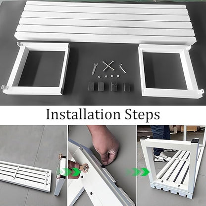 Metal Garden Bench Outdoor Seat 2-Person Patio Benches Park Bench Backless Chair Front Porch Seat 3.3ft 3.9ft 4.9ft 5.9ft Weatherproof Chair for Yard Porch Lawn(Red,3.3ft)