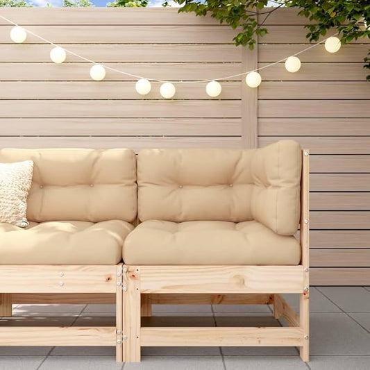 Garden Corner Sofa Outdoor 24x24x28 in Solid Pine Wood Natural Brown Modular Patio Couch for Balcony Garden Terrace