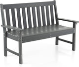 Giantex Outdoor Bench, 52-Inch Outside Bench All-Weather HDPE Park Bench with Backrest and Armrests - Photo 1