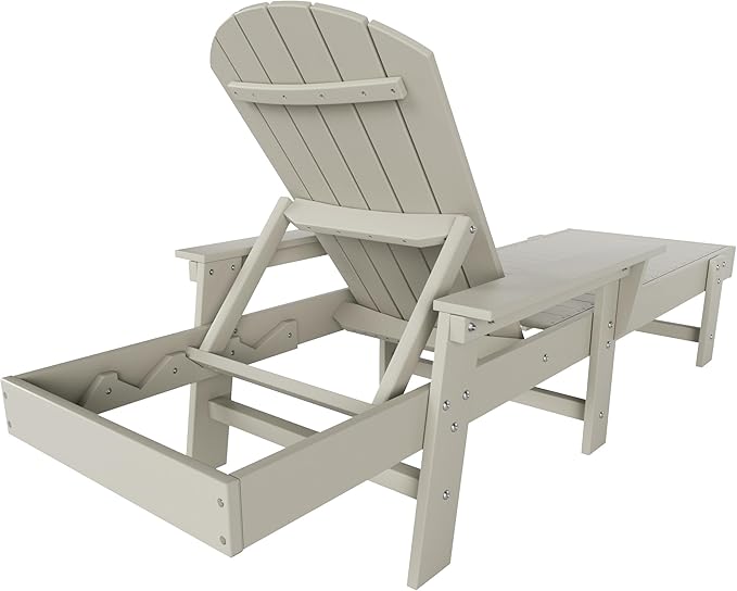 WestinTrends Dylan HDPE Outdoor Patio Poly Adirondack Reclining Chaise Lounge with Arms, Sand