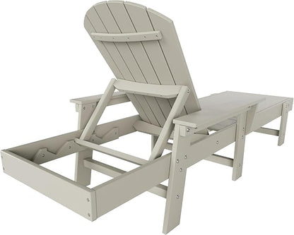 WestinTrends Dylan HDPE Outdoor Patio Poly Adirondack Reclining Chaise Lounge with Arms, Sand