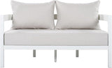 Merax 52.6" Modern Curved-Back Outdoor Aluminum Loveseat, 2-Seater Patio Sofa with Weather-Resistant Cushions for Porch - Photo 2