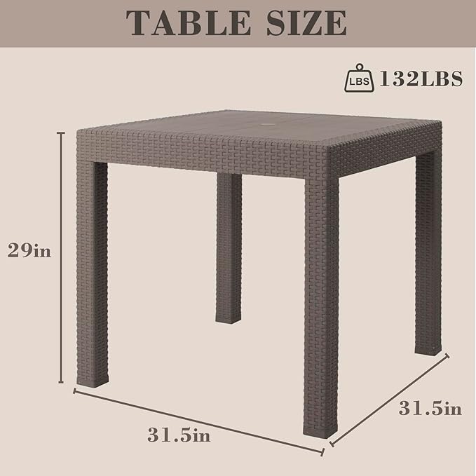 DIMAR GARDEN 5 Piece Patio Dinning Chairs Set, 31.5" Square Table with Umbrella Hole - Photo 8