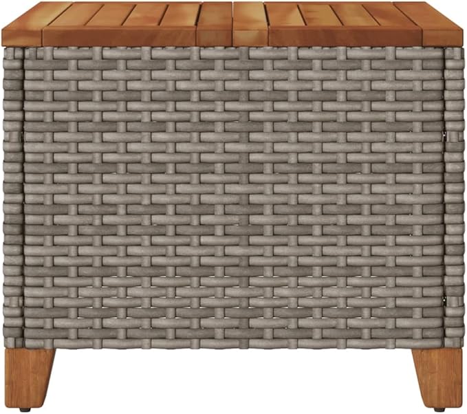 Modern Square Outdoor Garden Table, 17.7-Inch Small Patio Side Table, Synthetic Poly Rattan End Table for Balcony, Porch - Photo 8