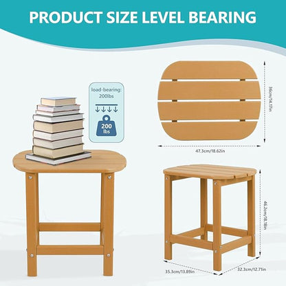 Adirondack Outdoor Side Table - 16.5" Square 2-Tier Patio Table with Weatherproof HDPE Material | All-Weather, Low Maintenance Furniture for Poolside, Porch, Deck