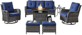 Belord Patio Furniture Set with Fire Pit Table, 7 Piece Wicker Outdoor Furniture Set - Photo 1