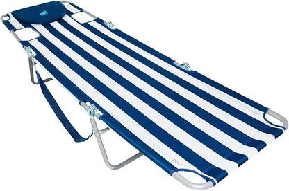 Ostrich Chaise Lounge Folding Portable Sunbathing Beach Chair, Striped (2 Pack)