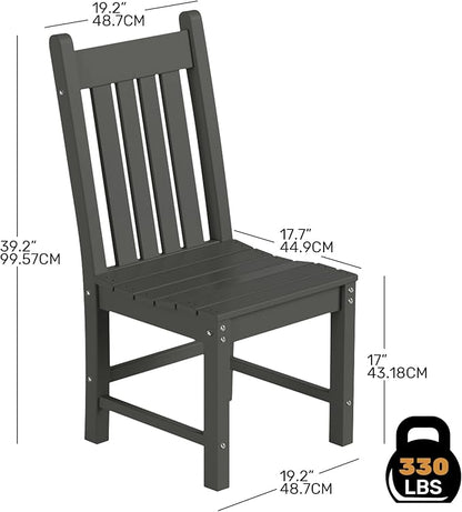 Costaelm Armless Outdoor Chair, Patio Adirondack Chair, HDPE Poly Lumber Waterproof Restaurant Bistro Kitchen Dining Chair for Outside Porch Backyard Garden, Gray