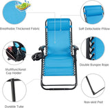 Goplus Oversized Zero Gravity Chair, XL-Extended Version, Outdoor Recliner w/Cup Holder & Detachable Headrest - Photo 7