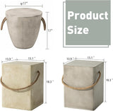 SUNBURY Outdoor Side Table Set of 2, 2 Pieces Concrete Side Table for Patio, 18"H Small Outdoor Accent Table w Hemp Rope - Photo 2