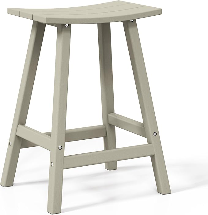 WestinTrends Malibu 2 Piece Set of 24 Height Outdoor/Patio Saddle bar stools, Sand - Photo 7