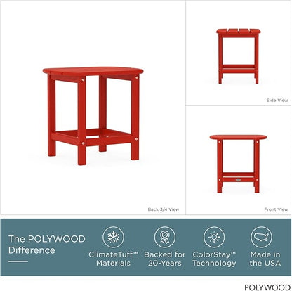 POLYWOOD SBT18SR South Beach 18" Outdoor Side Table, Sunset Red