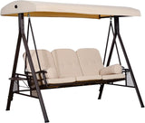 Outsunny 3-Seat Patio Swing Chair, Outdoor Porch Swing Glider with Adjustable Canopy, Removable Cushion - Photo 1