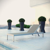 Pemberly Row Modern Outdoor Chaise Lounge, Aluminum Frame, Two-Tone Gray/Brown Rattan, Adjustable Recliner with Wheels - Photo 2