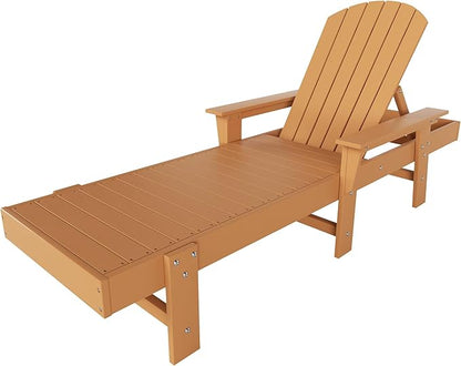 WestinTrends Dylan HDPE Outdoor Patio Poly Adirondack Reclining Chaise Lounge with Arms, Teak