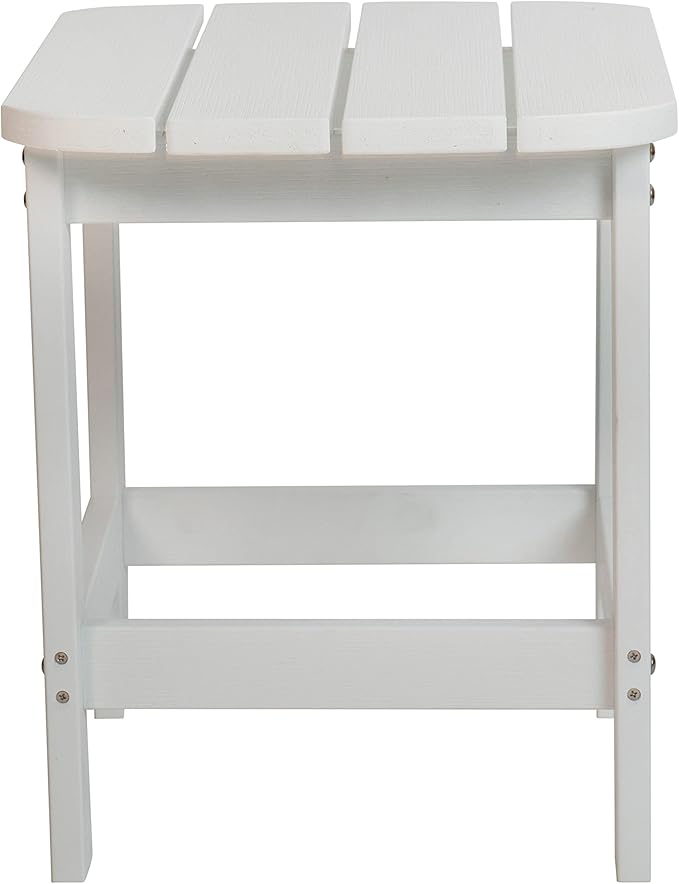 Flash Furniture Charlestown Tiered Commercial Poly Resin Adirondack Side Table - White - All-Weather - Indoor/Outdoor