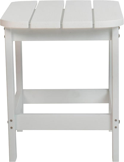 Flash Furniture Charlestown Tiered Commercial Poly Resin Adirondack Side Table - White - All-Weather - Indoor/Outdoor