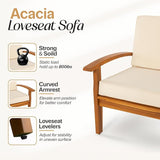 Idzo Laurent 800lbs Capacity Acacia Outdoor Loveseat, FSC Certified 2 Seater Patio Sofa with 3.9in Thick Cushions - Photo 3