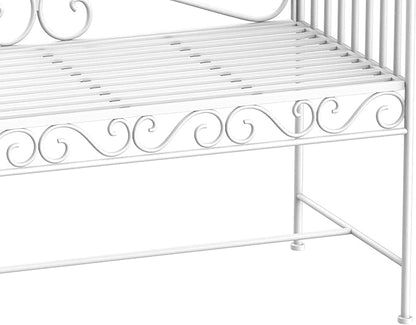 Outsunny 43" Garden Bench, Outdoor Patio Bench with Armrests, Metal Porch Bench for Backyard, Poolside, Lawn, Cream White
