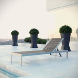 Pemberly Row Modern Outdoor Aluminum Chaise Lounge, 76" Long Recliner, Gray/Silver Finish, Adjustable Height - Photo 2