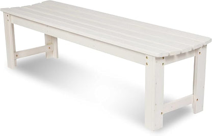 Shine Company Outdoor Wooden Backless Patio Garden Bench, 5 Ft, Eggshell White