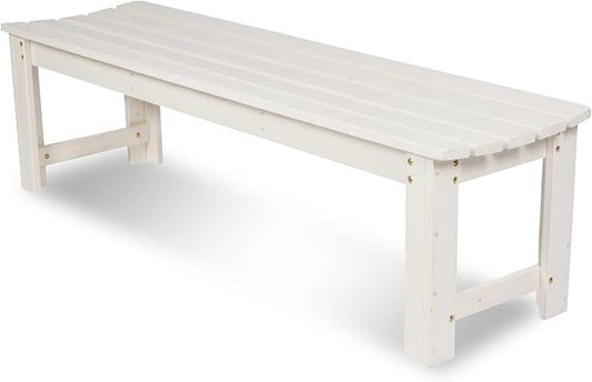 Shine Company Outdoor Wooden Backless Patio Garden Bench, 5 Ft, Eggshell White